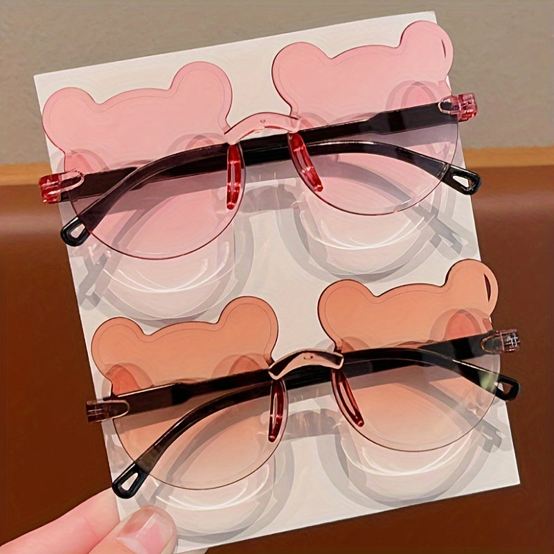 2 bear ear fashion glasses for teens in mixed color PC frame, perfect for New Year, Valentine's Day, and carnival gifts.