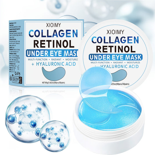 60pcs Collagen and Retinol Hydrogel Eye Mask for powerful moisturization, firming, and smoothing eye skin.