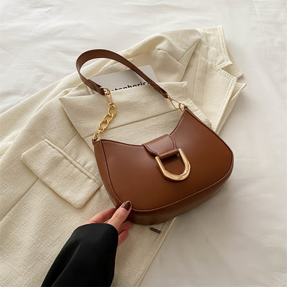 Stylish Crescent Moon Shoulder Bag with Zipper Closure, Polyester Lined, Ideal for Casual and Daily Use, Comes in White, Black, Khaki