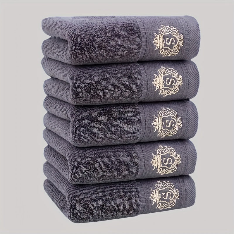 5 hand towels without Korean pattern, absorbent and quick-drying, super soft and skin-friendly, made of 93% cotton and 7% polyester, ideal for home bathroom use.