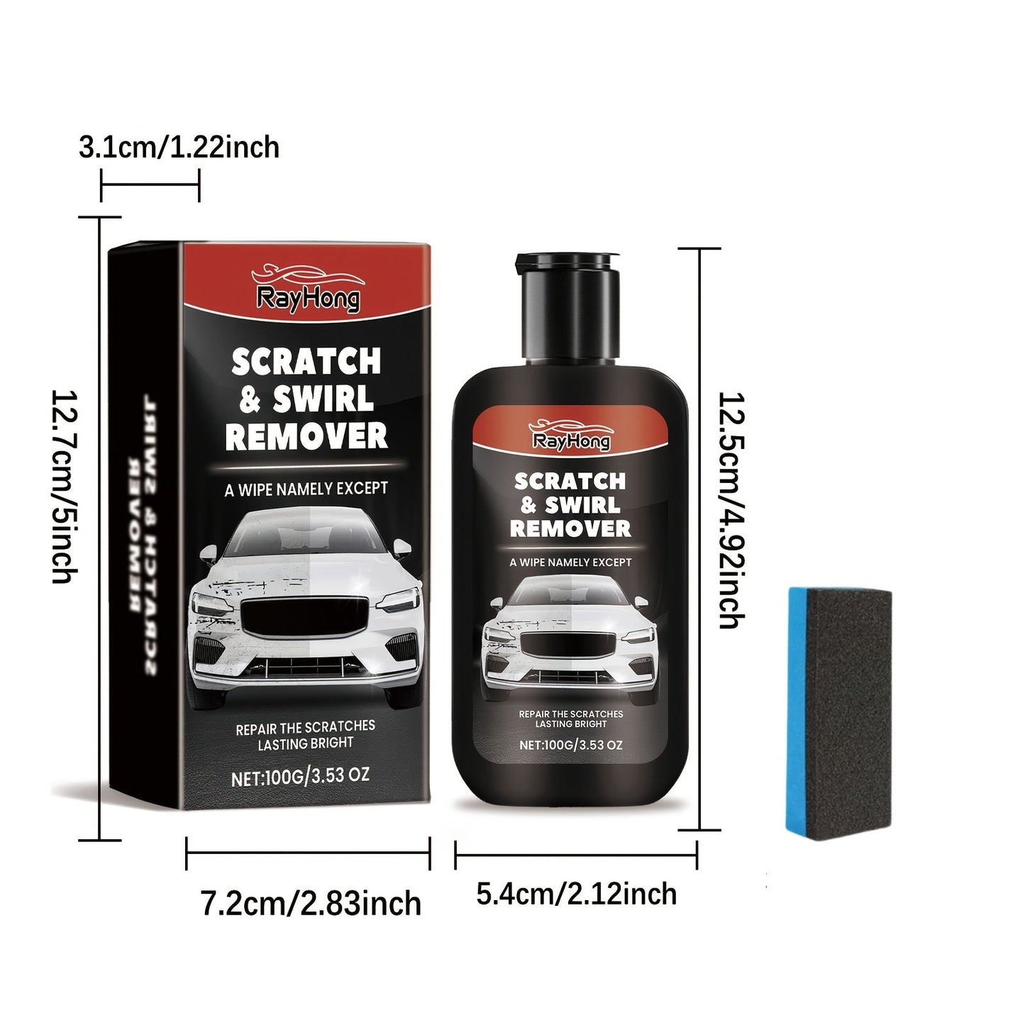 Get the Rayhong Car Scratch Repair Cream for a fast and effective solution to auto body scratches. This long-lasting formula provides protection and restores shine without harmful residues. Safe for metal surfaces, this cream contains sodium bicarbonate