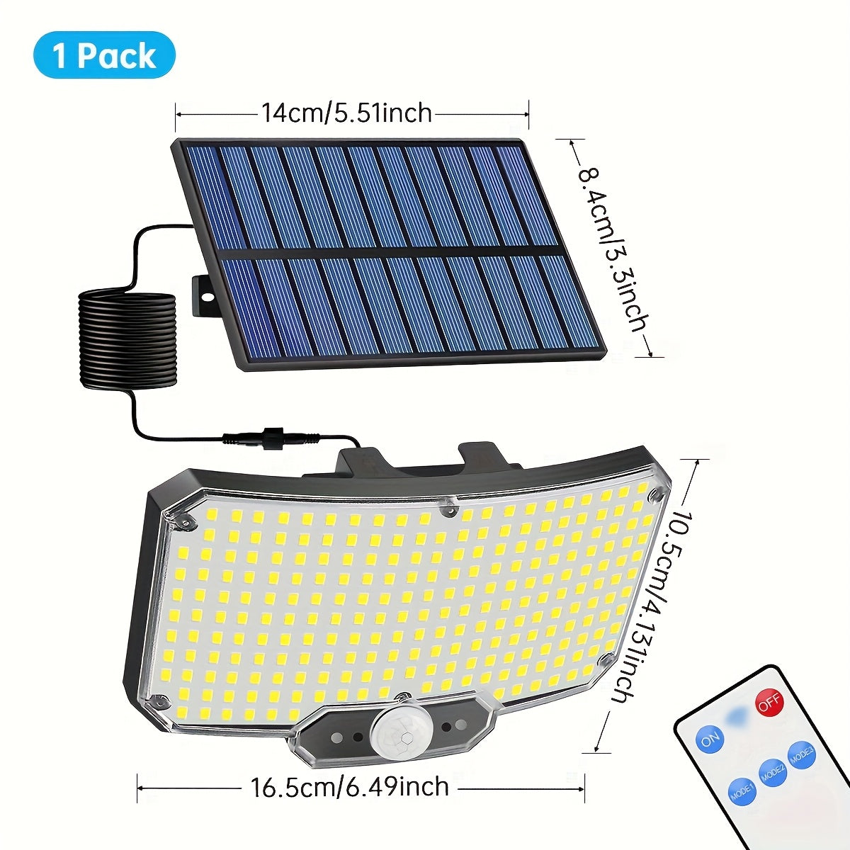 1-piece 234 LED Solar Light with 3 modes and motion sensor is a security light for outdoor spaces.