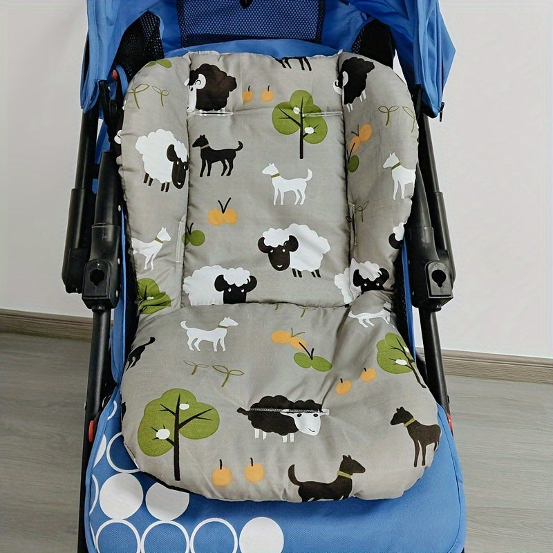 Cute Cartoon Sheep and Dog Baby Stroller Cotton Mat, Dining Chair Seat Cushion, Car Mat for Kids - Reversible Design