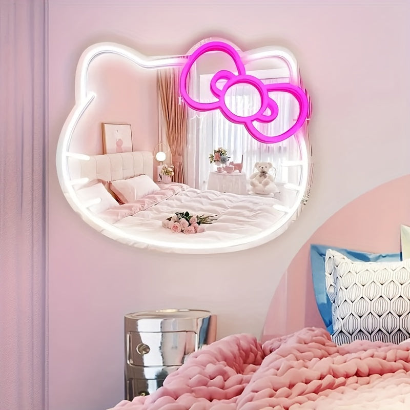 1 dona USB quvvatlangan Sanrio Hello Kitty mushuk neon belgi oynasi, dimmable LED chiroq chiziq va kalit nazorati bilan. Yotoqxona, shkaf, yashash xonasi, bolalar xonasi yoki yo'lak uchun ideal. Batareyalar talab qilinmaydi.