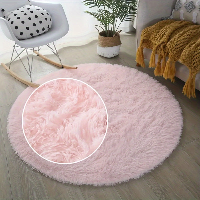 Luxurious Pink Shaggy Area Rug - Soft, Non-Slip & Absorbent, Perfect for Bedroom, Living Room & Play Areas, Easy to Maintain, Made of Polyester, Ideal for Home Decor