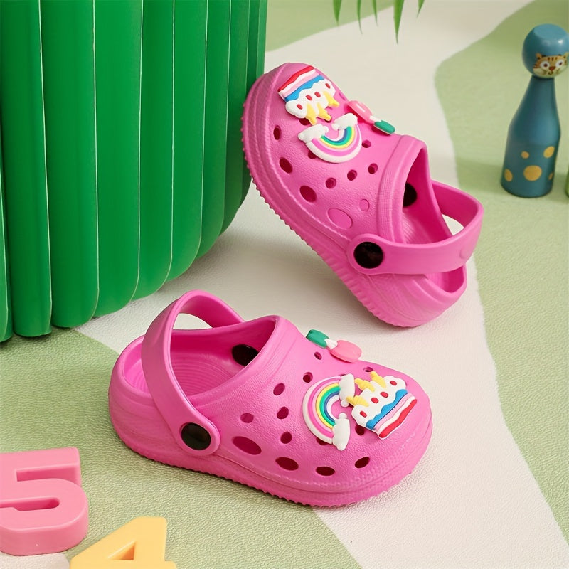 New girls' EVA hole shoes for indoor and outdoor wear. Available for summer activities at home and on the beach.