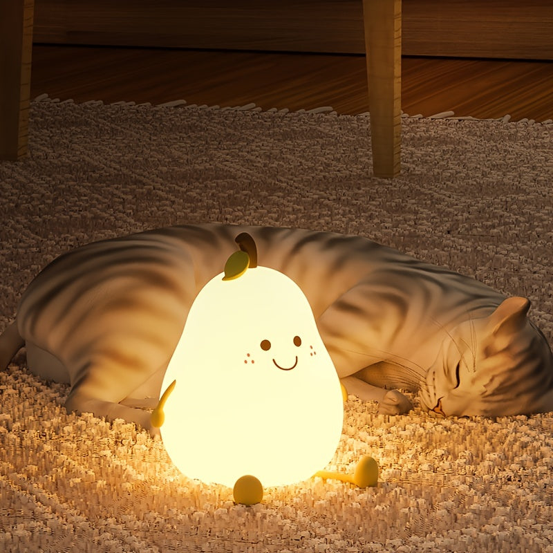 New cute night light made of silicone, USB rechargeable, provides soft warm lighting for room tables.