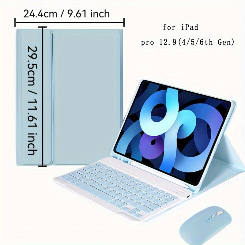 Wireless iPad Pro 32.77cm & Air M2 13inch Case with Pencil Slot, Keyboard, Type-C Charging. Charger not included.