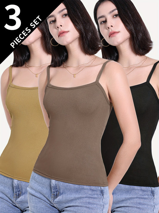 3pcs Women's backless bralette tank tops, ideal for summer layering with a beautiful back feature.