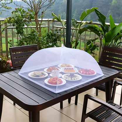 Foldable food mesh cover, anti-fly mosquito protection for meals, breathable umbrella cover for vegetables and fruit, kitchen accessory.