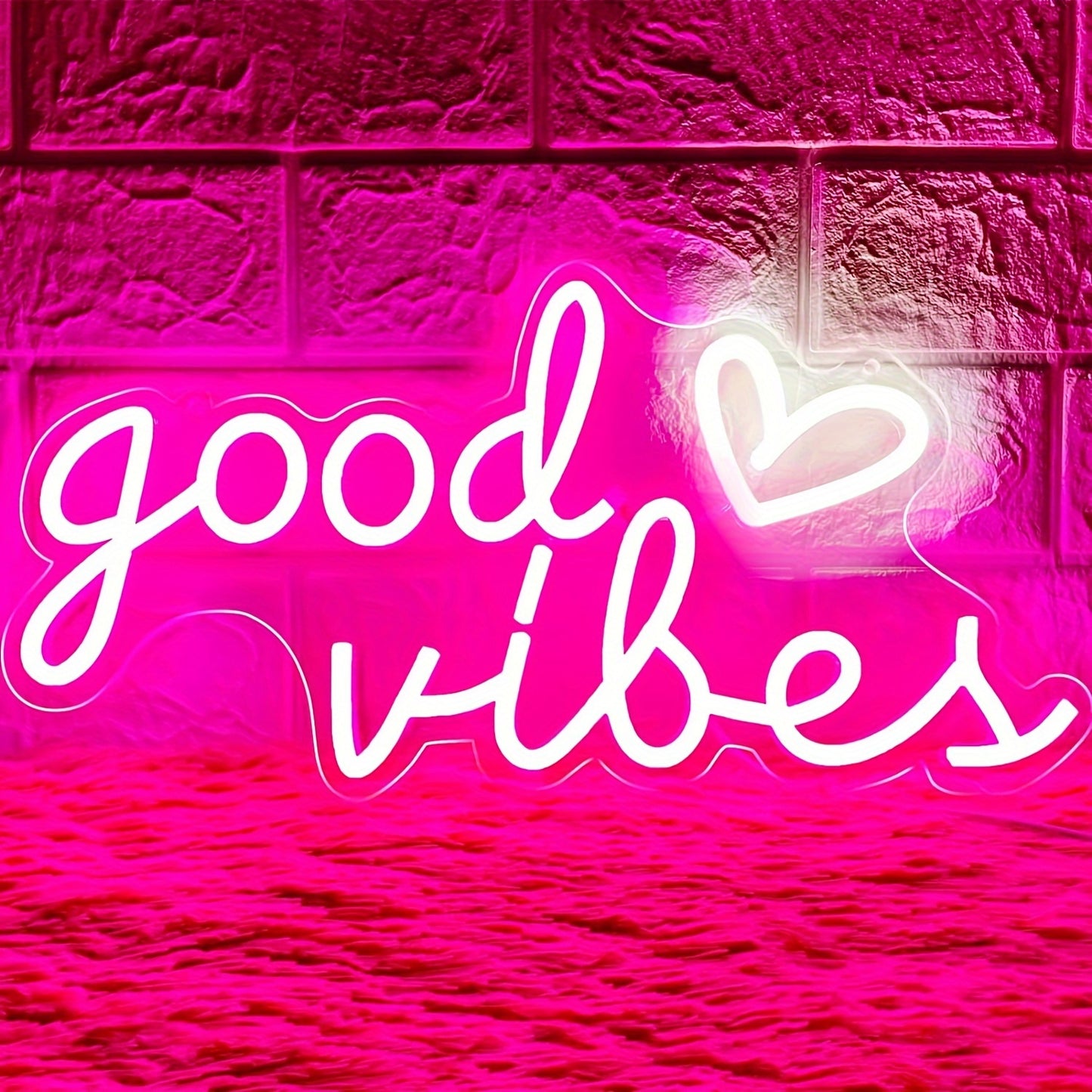 Neon sign with warm yellow & pink LED lights, 39.88cm x 20.07cm, USB powered, adjustable brightness, ideal for parties, weddings, clubs, bars, game rooms, and cafes.