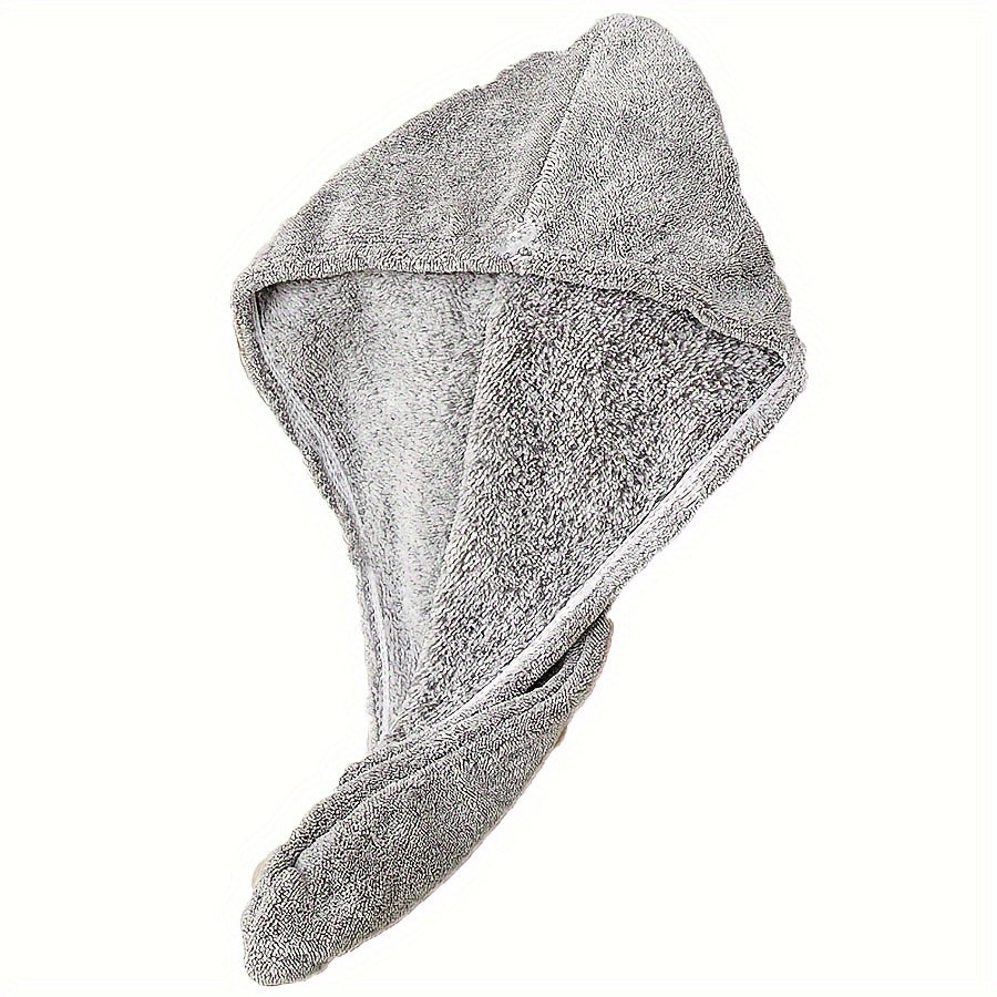 Soft, quick-dry hair towel wrap made with ultra-absorbent bamboo charcoal fiber.