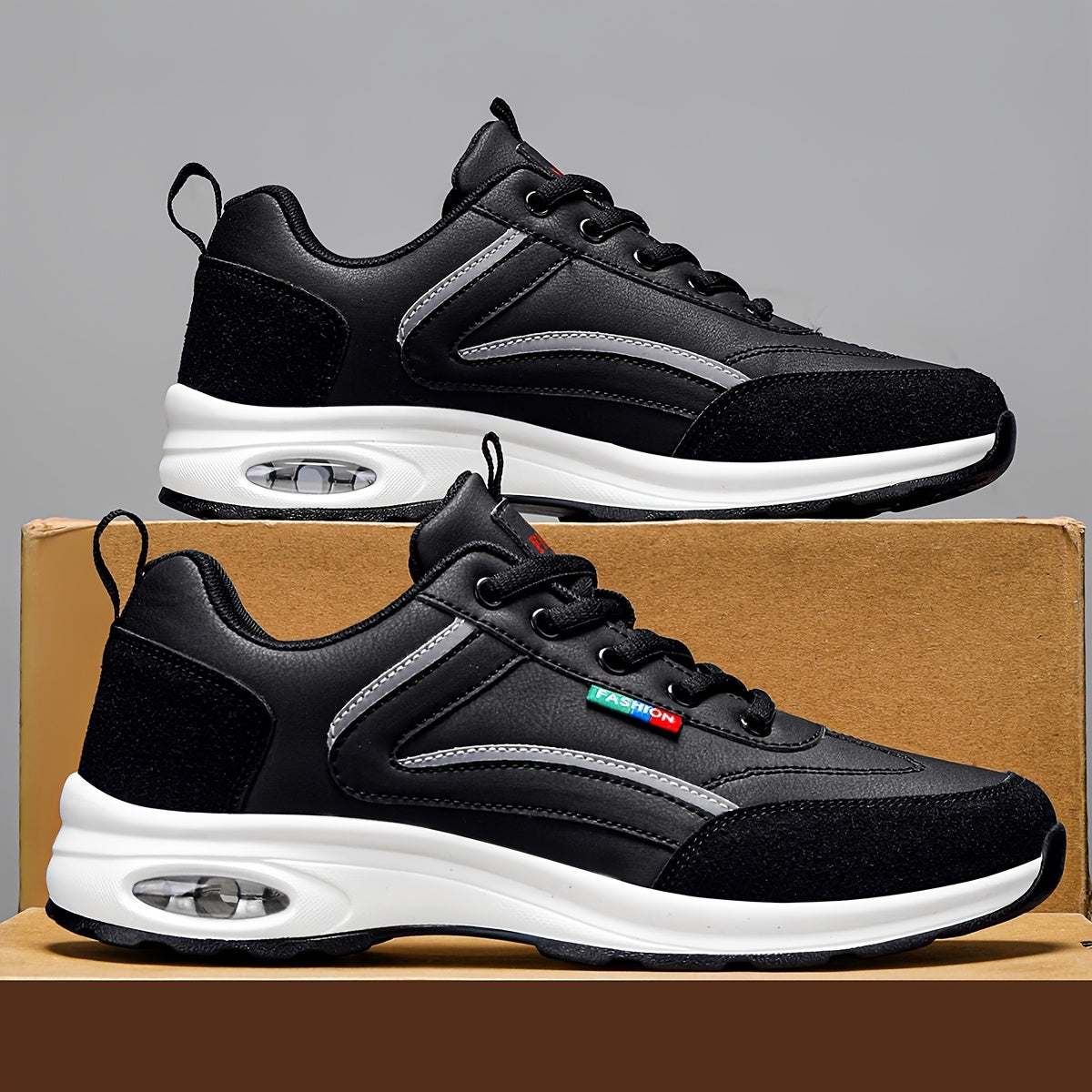 Men's stylish running sneakers with breathable fabric lining, non-slip rubber sole for all-season wear.