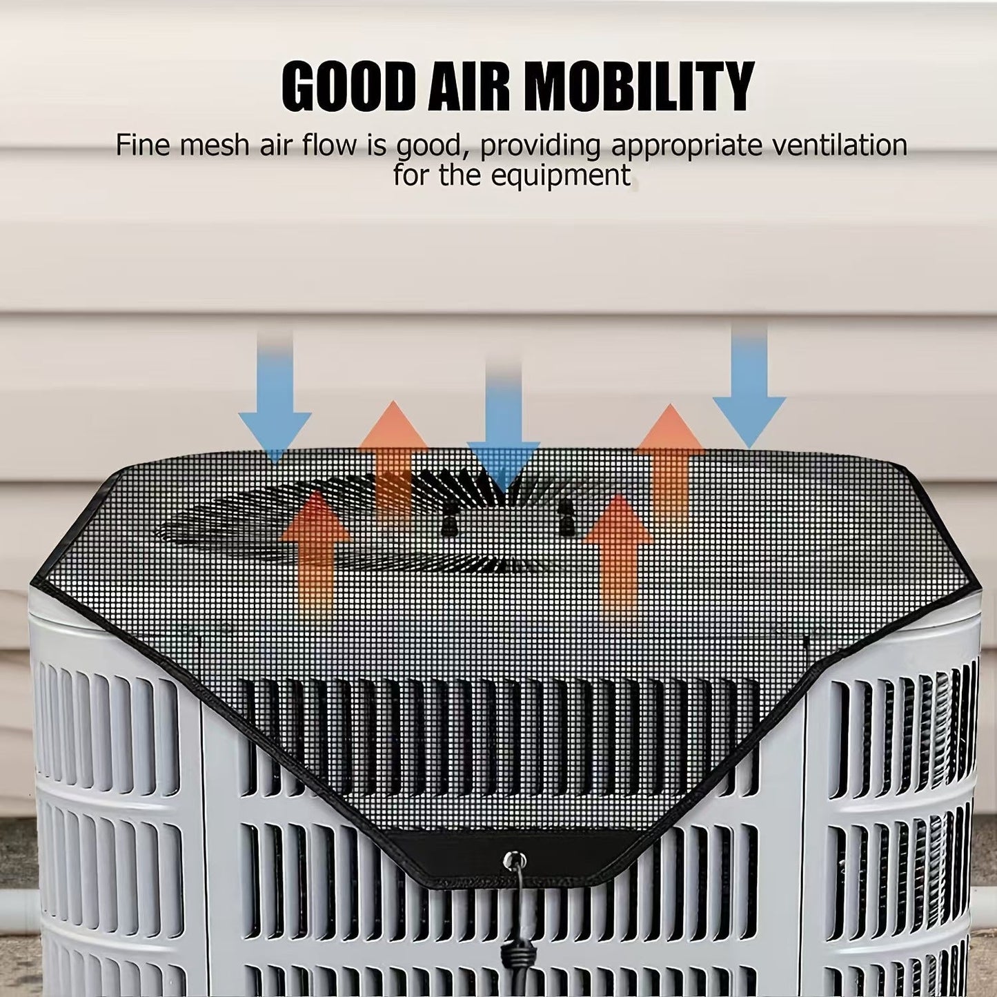 Breathable Mesh Outdoor Central Air Conditioner Dust Cover with Elastic Rope for Easy Installation - Leaf-Proof Top Protection, No Electricity Needed