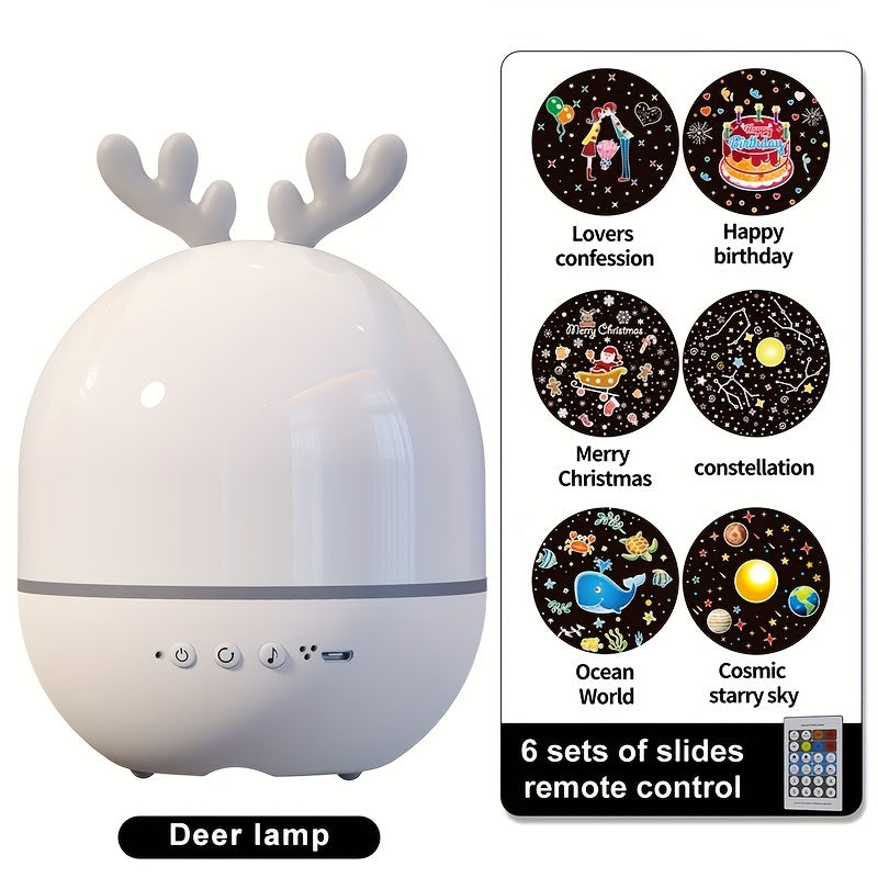 Children's Night Light with Baby Starry Sky Projector and Galaxy Night Light Projector, featuring 360° rotation and 8 music options. This remote control LED light is perfect for boys and girls as a bedside table lamp. Makes a great Christmas or birthday