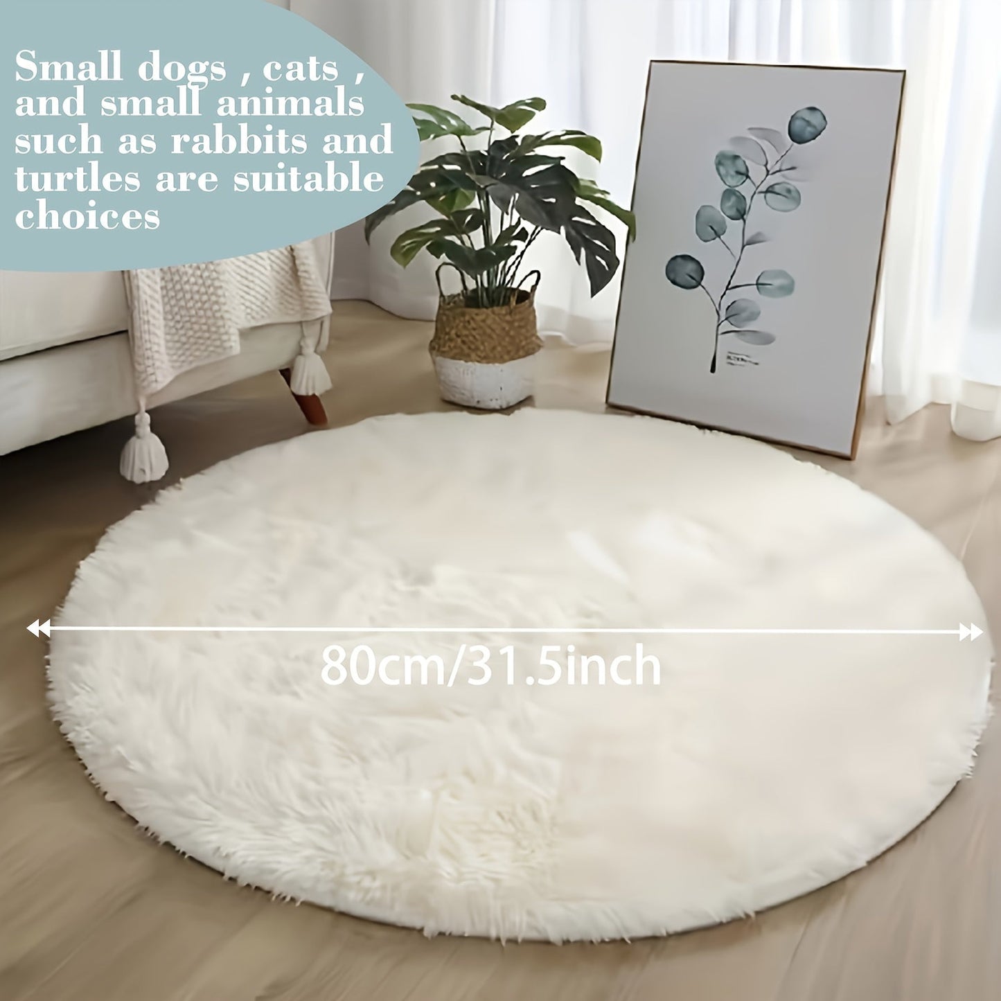 Soft Plush Pet Carpet - Circular, Spacious Rug for Dogs & Cats | Luxurious & Cozy | Water-resistant for Stylish Living Room & Bedroom | 31.5" x 31.5" / 47.2" x 119.89