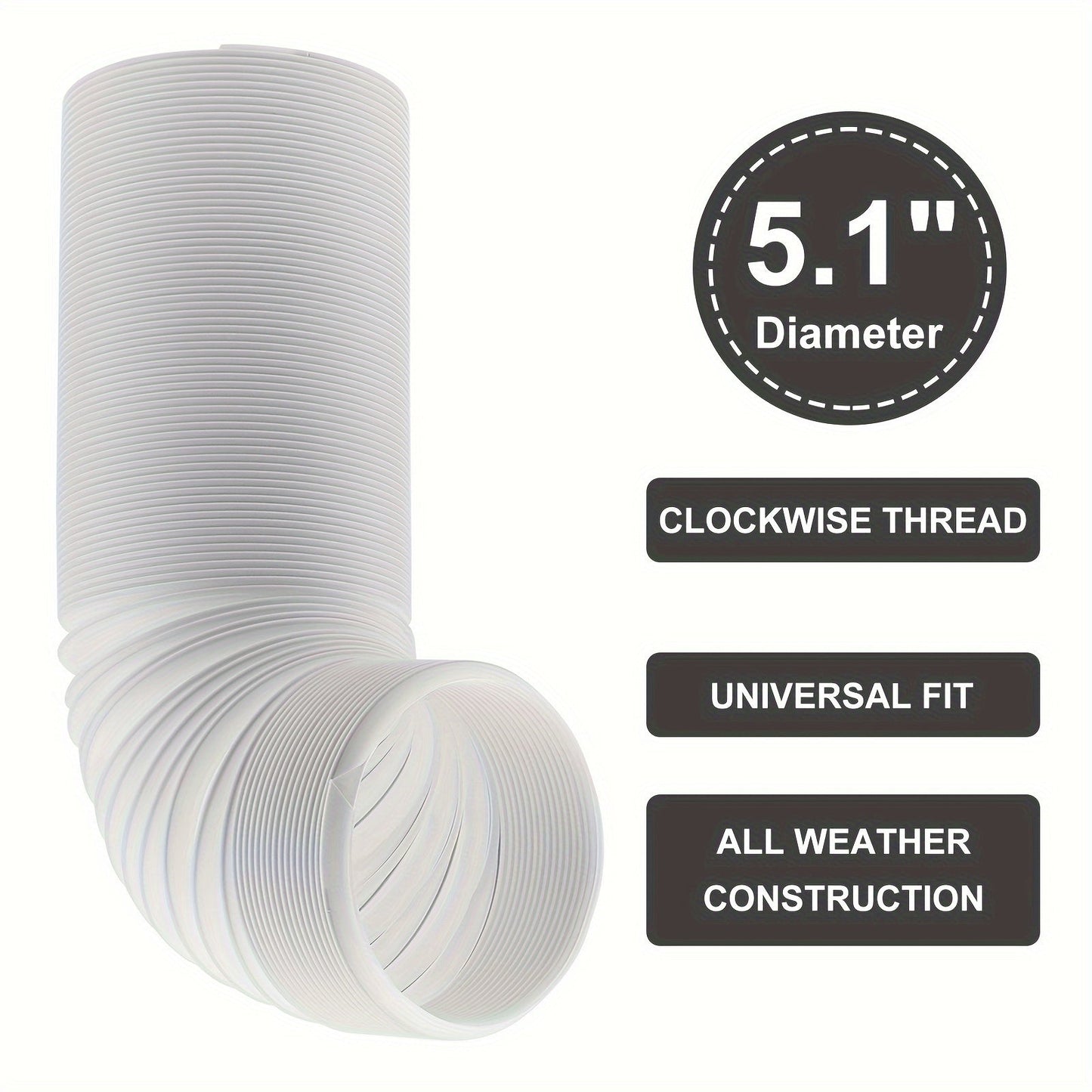 Portable Air Conditioner Exhaust Hose with a Diameter of 12.95cm - Made of Durable Polypropylene, Featuring a Leak-Proof Seal and Easy Installation by ePathChina