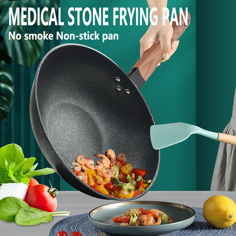 Multi-functional Cast Iron Pan with Non-Stick Coating - Minimizes Smoke, Ideal for Cooking Eggs and Steaks, Works on Induction and Gas Cooktops, Must-Have Kitchen Tool (30.0cm - 34.01cm)