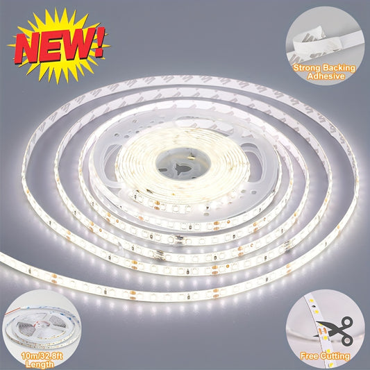 10.0m Flexible LED Strip Lights - 120 Beads/M, Strong Adhesive, Safe & Easy Install for Home Decor - Ideal for Living Room, Bedroom, Kitchen, Study, 24V, Bare Board, Ceiling Decoration