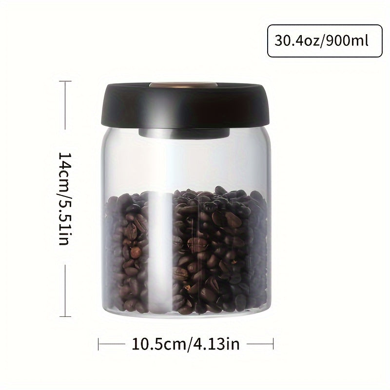 High-Quality Borosilicate Glass Vacuum Jar for Coffee Beans and Kitchen Storage - Available in 500ml, 900ml, 1200ml, and 1800ml Capacities - Transparent, Durable, and Ideal for Preserving Freshness and Aroma