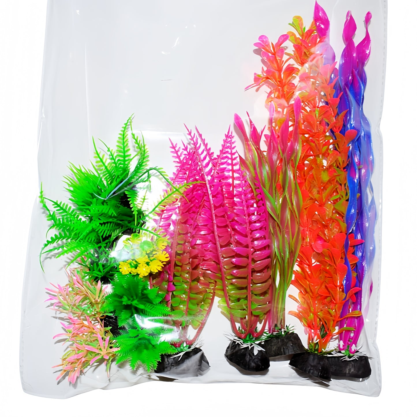 15-piece set of artificial aquatic plants made from safe and non-toxic PE material for aquariums, office fish tanks, and household aquatic decoration.