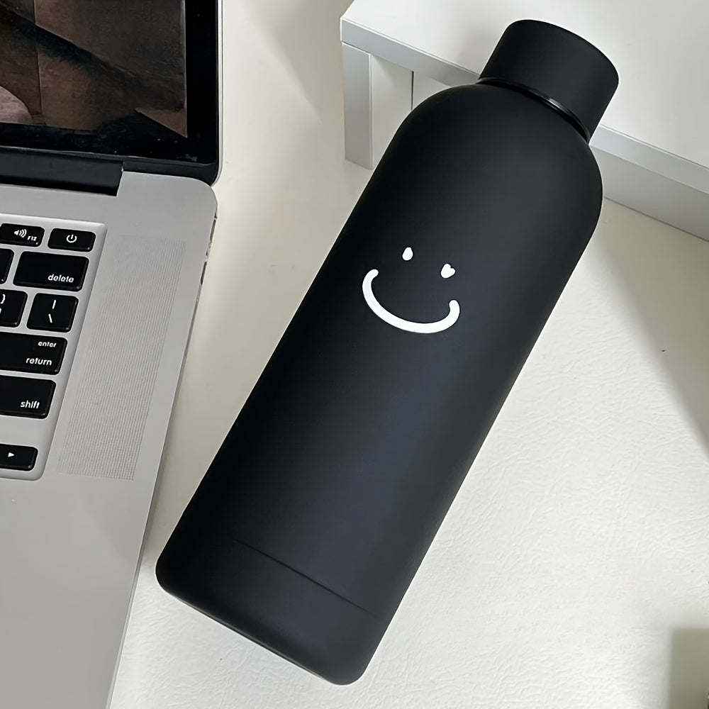 Stay hydrated in style with this sleek stainless steel insulated water bottle featuring a cheerful logo. This double-walled vacuum flask keeps drinks hot or cold, is reusable and break-resistant, and made from BPA-free materials. Ideal for gym, sports