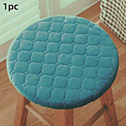 Glam Style Round Stool Cover made of thick linen fabric with elastic band closure. Hand wash only. Versatile decor cushion for all seasons.