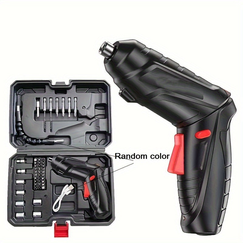 JangkLife 47pcs/15pcs Handheld Electric Screwdriver Set with Rotatable Bits, USB Powered, Plastic Material, ≤36V, Battery-Free.