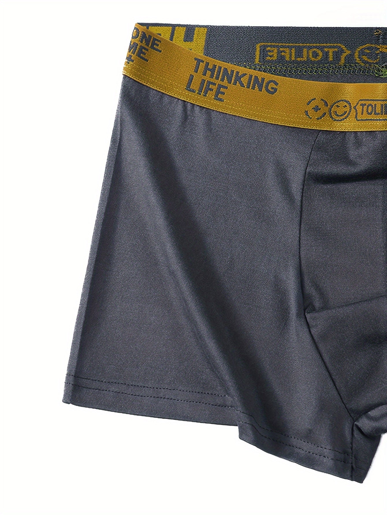 Men's 'HELLO' Boxer Briefs - Quick-drying, breathable, and comfortable sports trunks with high stretch, made from a solid color polyester and spandex blend.