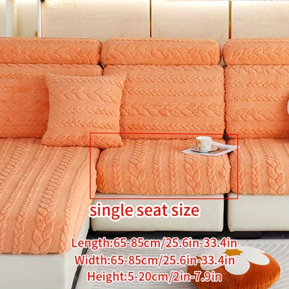 Wheat Sheaf Pattern Plush Sofa Cover, Cat Scratch Resistant, Elastic Fit for 1-4 Seater Sofas, Non-Slip, Machine Washable, Ideal for Multiple Rooms