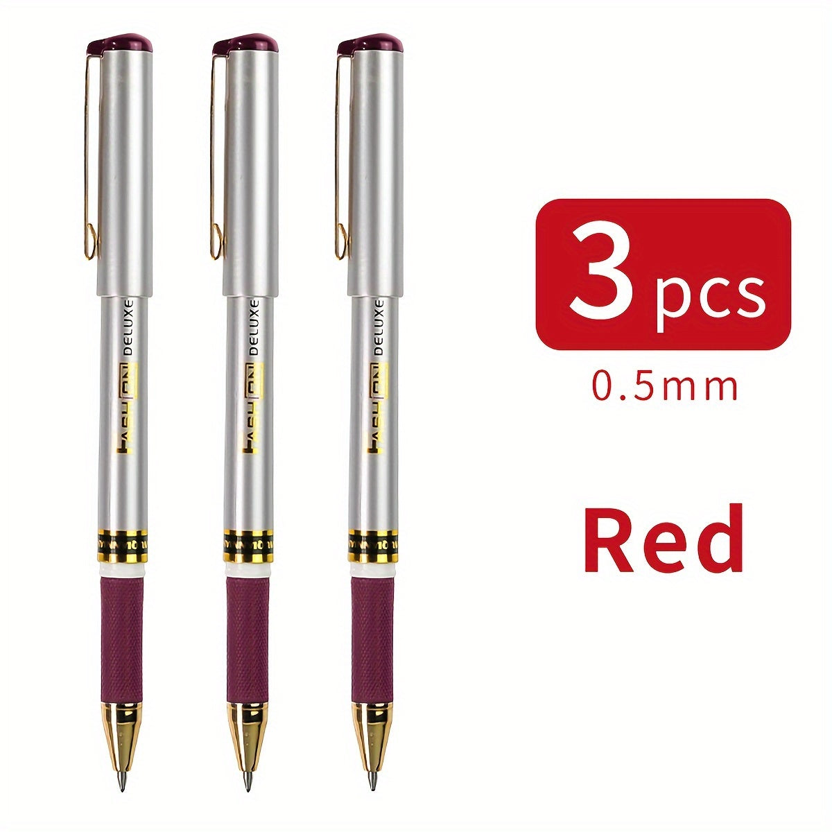 Limited Edition WUQIANNIAN Signature Pens, 0.5mm Fine Point, Quick-Drying Ink in Blue/Red/Black, Ambidextrous, Round Plastic Body, Broad Point, Click-Off Cap, Smooth Writing for Office