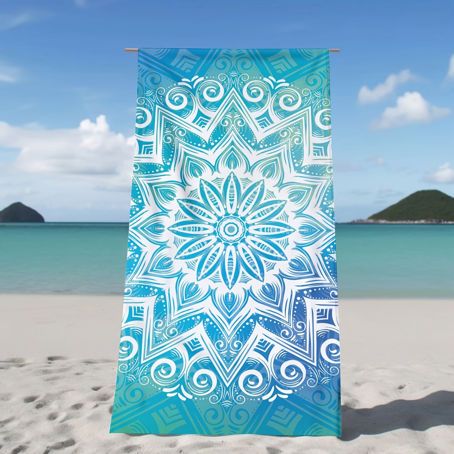 1 Mandala Pattern Beach Towel: Quick-drying, large, and versatile for beach, pool, camping, and travel.