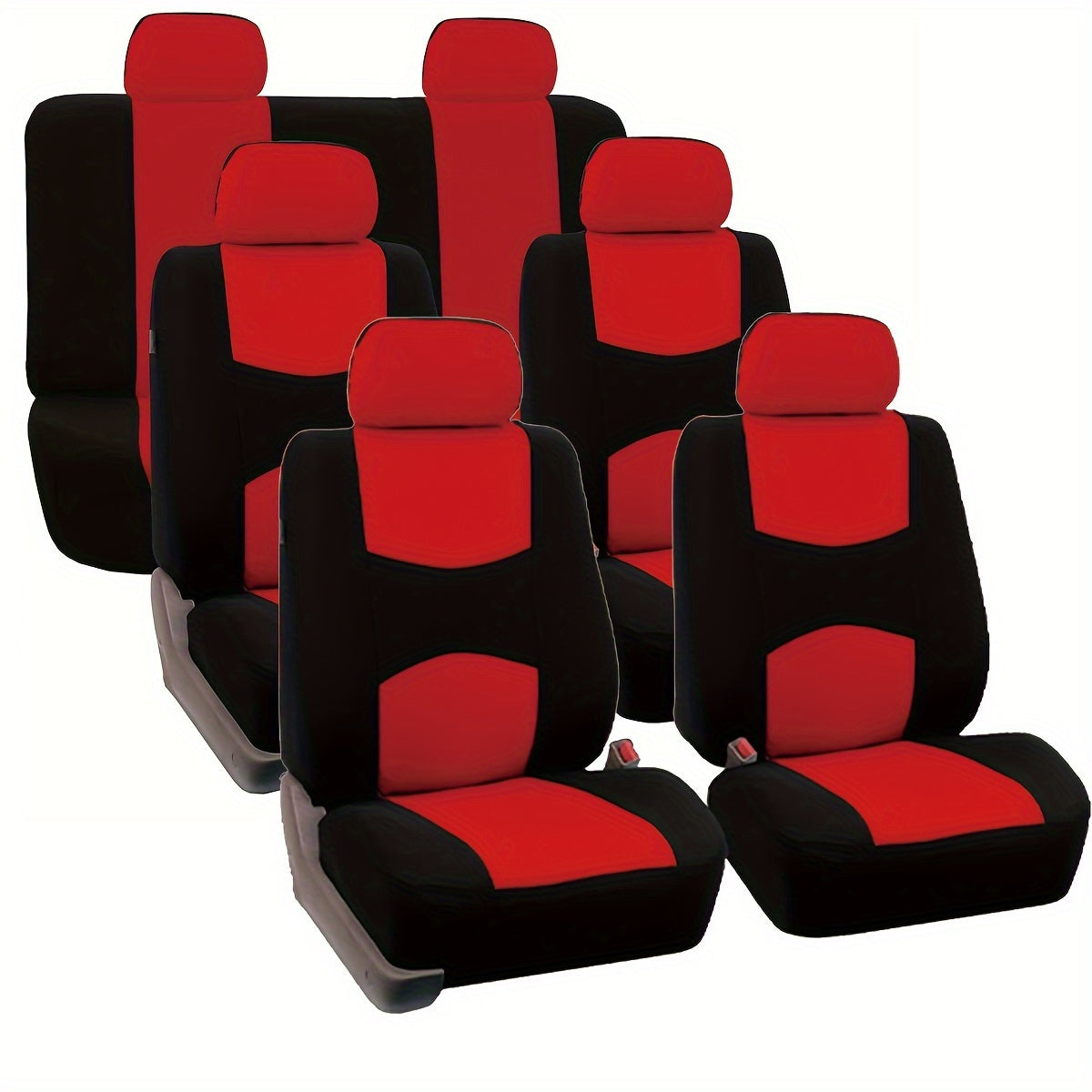 13-piece car seat covers set made of polyester fabric, universal fit for 7-seater vehicles, machine washable, all-season, no filler included.