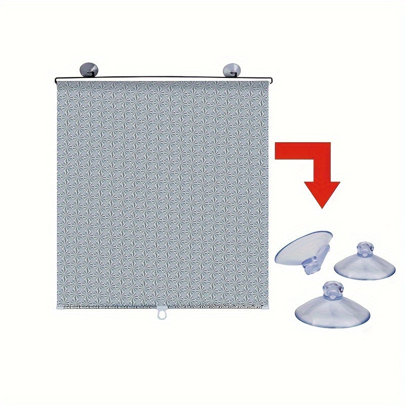 Convenient Portable Roller Blind Shade with Suction Cups - Waterproof, Drill-Free Window Cover for Bedroom & Outdoor Activities