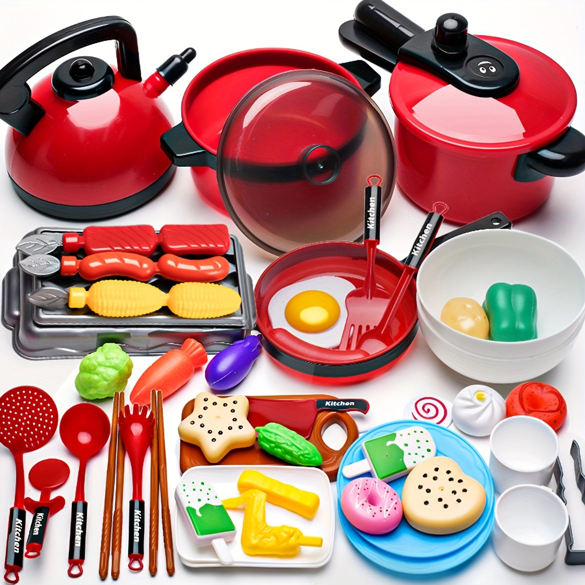 47/69pcs high-detail cooking toys for kids, pretend chef set for role-playing, promotes learning and imagination for boys and girls 3+. Ideal for Winter and New Year.