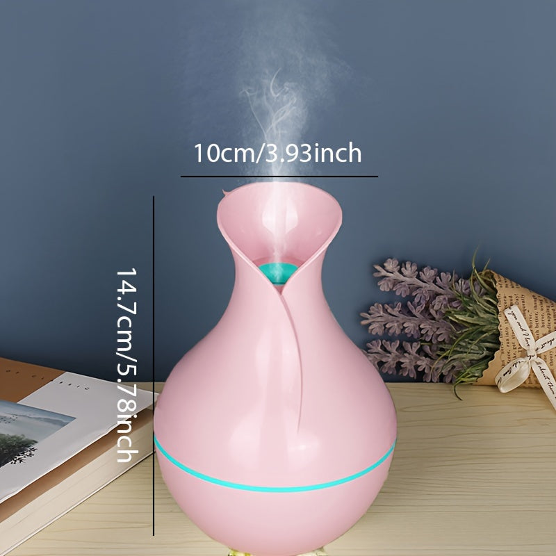 YAIAWISU USB Ultrasonic Air Humidifier with Essential Oil Diffuser, 7 Color LED, Quiet Mini Cold Mist, USB Powered - Ideal for Single Room use in Office, Home or Bedroom.