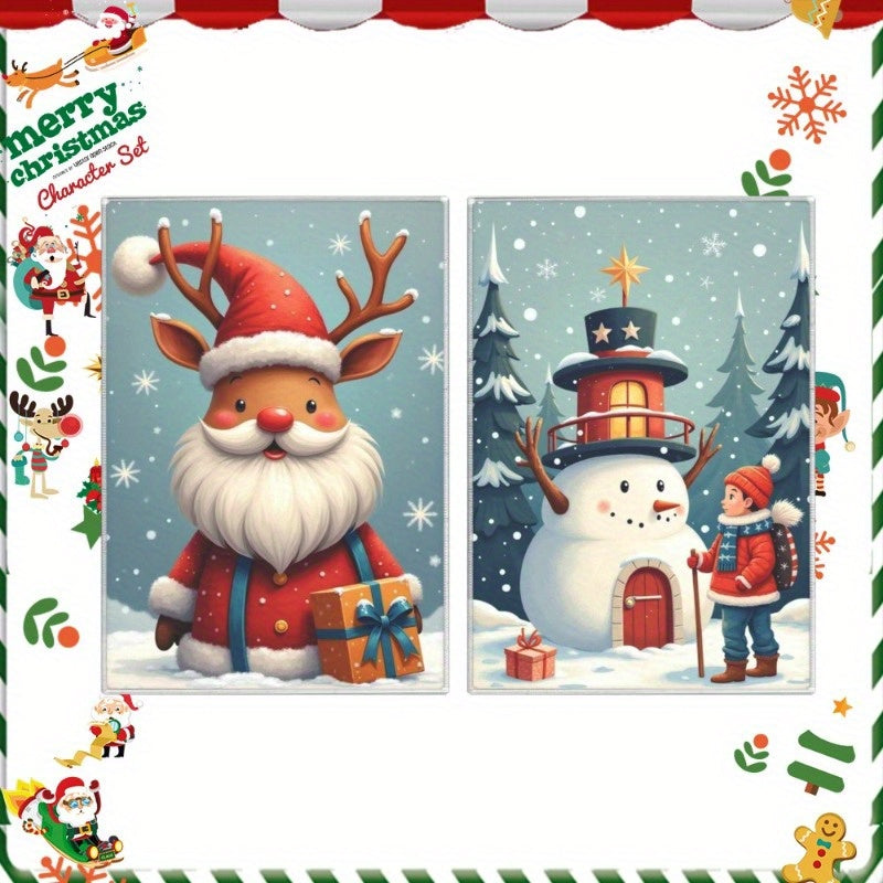 Set of 2 kitchen towels measuring 45.72*66.04 cm each, featuring a festive Christmas winter theme. Ideal for kitchen decoration and holiday gifting, decorated with charming snowflakes.