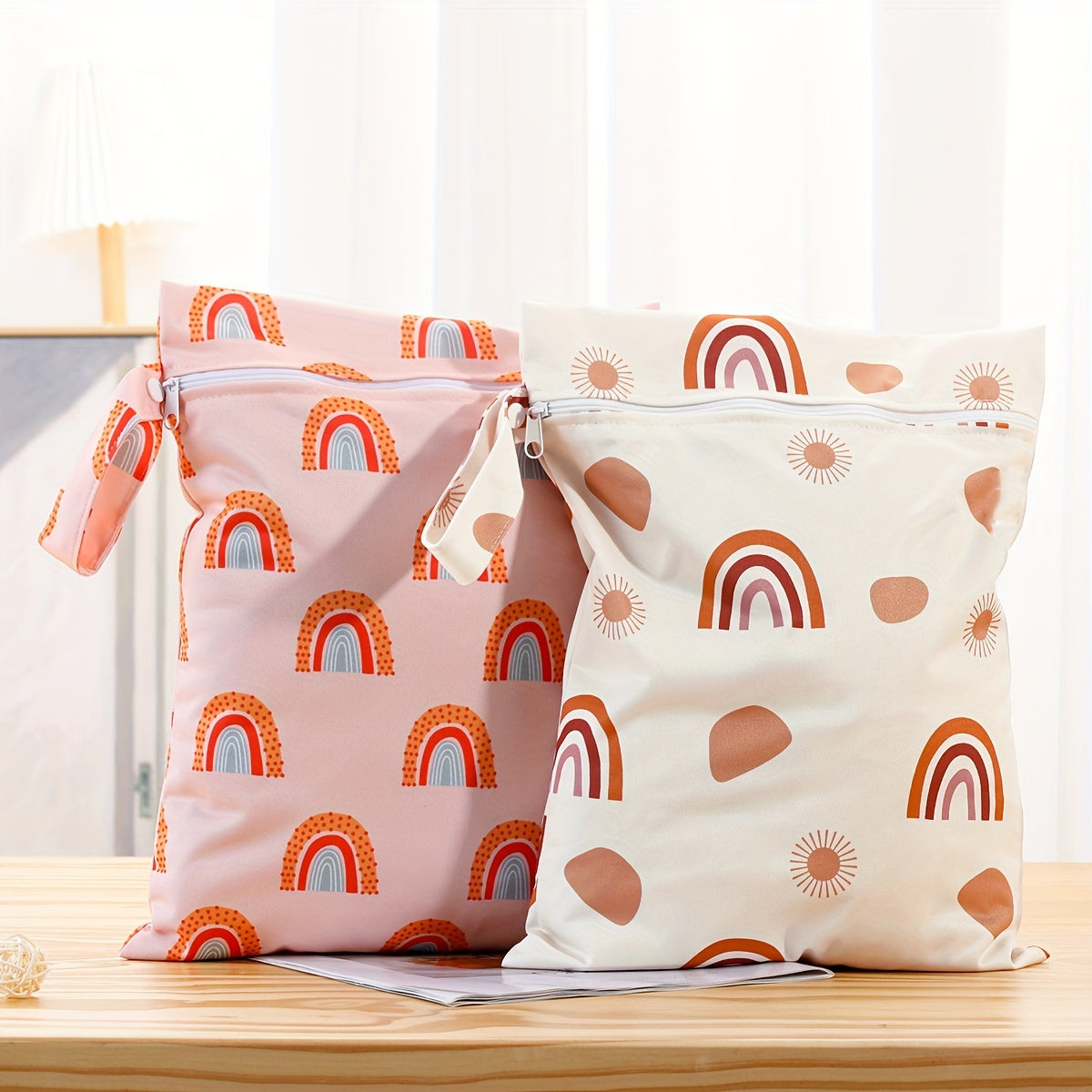 Two pieces of waterproof reusable storage bags measuring 25.91x35.81cm, ideal for storing items both wet and dry. These portable storage bags are convenient and versatile.