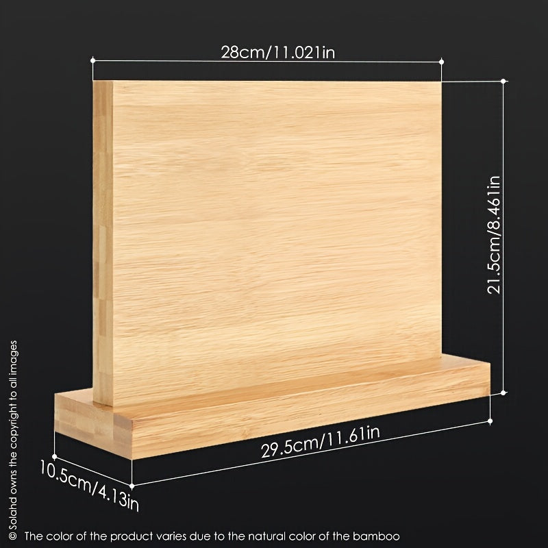 Luxurious Natural Bamboo Double-Sided Magnetic Knife Block - A Beautiful and Spacious Storage Solution for Your Knives