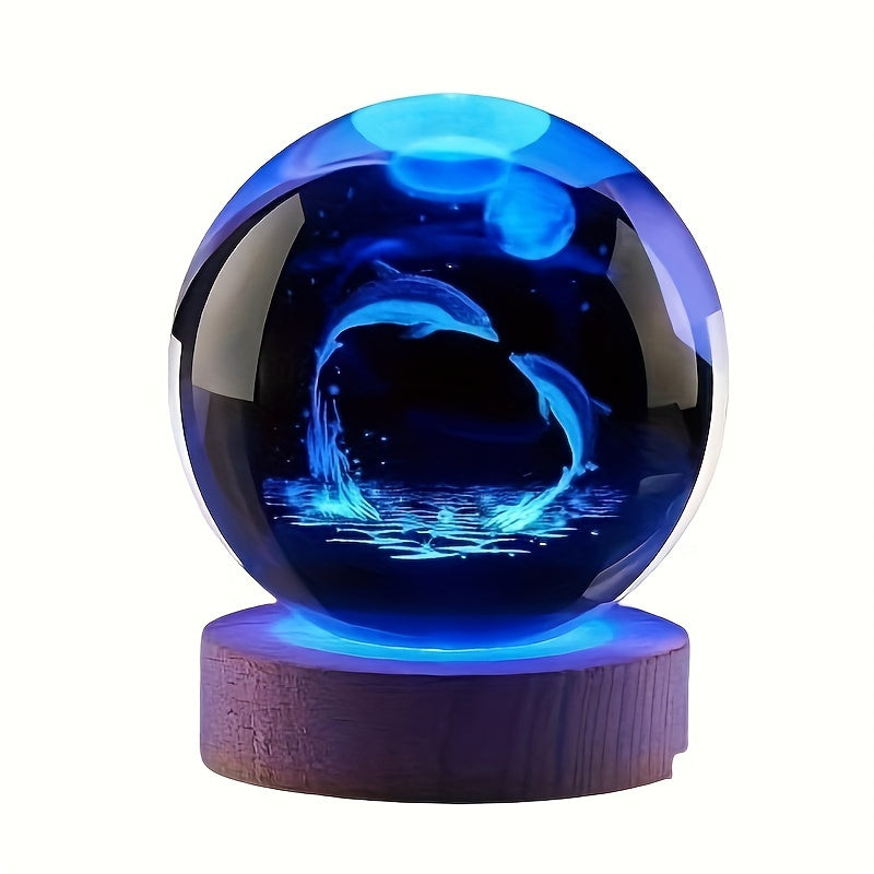 3D Inner Carving Crystal Ball Solar System Galaxy Saturn LED Night Light, Christmas Valentine's Day Gift for Astronomy Lovers.