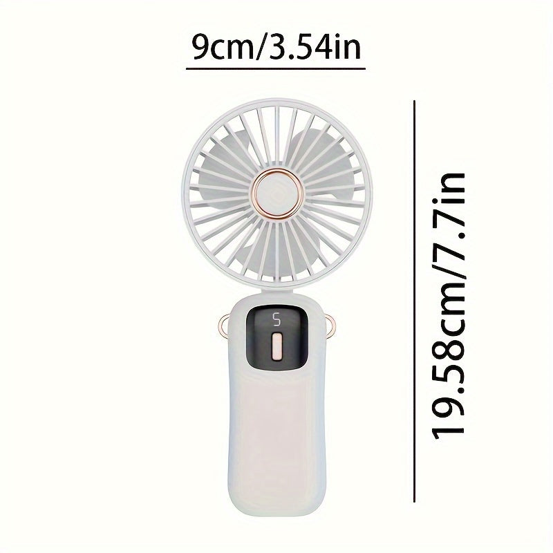 Stay cool on the go with the jkuoo Portable Mini Fan featuring an LED display. This USB rechargeable fan is both quiet and powerful, making it perfect for any situation. The foldable design in sleek light gray makes it ideal for students, office workers