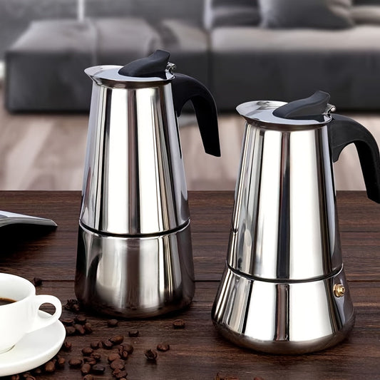 Traditional 150ml Stainless Steel Moka Pot - Manual Espresso Coffee Maker for Home and Restaurant Purposes