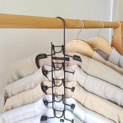 5-Layer Magic Hanger: Compact Clothes Organizer for Dorms & Wardrobes - Space-Saving, Non-Slip, and Foldable