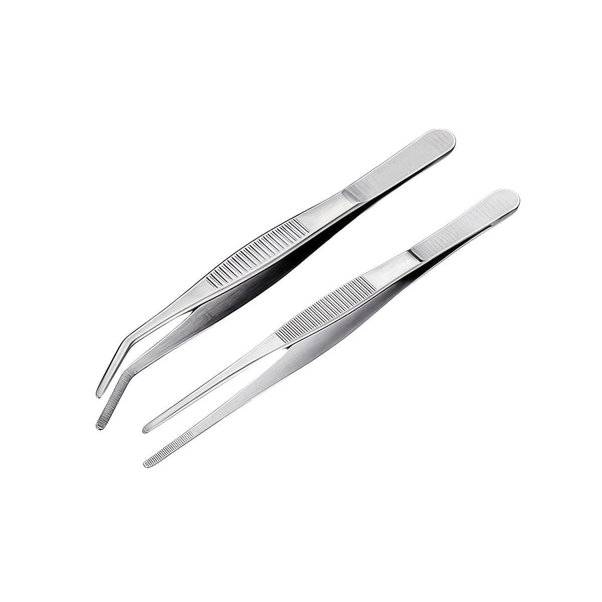 2pc Stainless Steel Tweezers Set for cooking, grilling, bonsai, jewelry making - long, durable, anti-slip home and office tools.