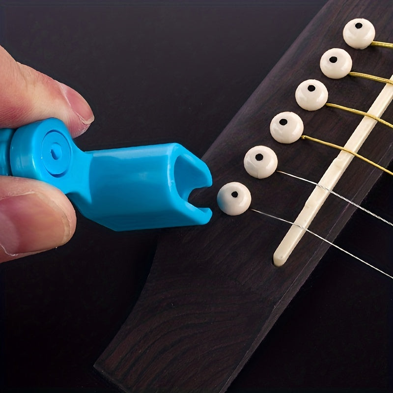 Durable, easy-to-use tool for quick guitar string changes; designed for acoustic guitars.