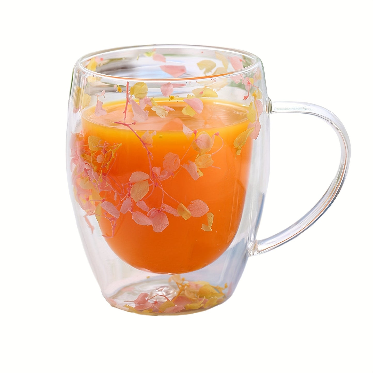 Set of 2 Floral Double-Wall Glass Mugs with Spoons, 11.83 oz Each, Non-Toxic and Durable, Hand Wash Recommended, Suitable for a Variety of Hot Beverages, Great for Home Entertaining and Gift-Giving on Special Occasions like Christmas, Thanksgiving