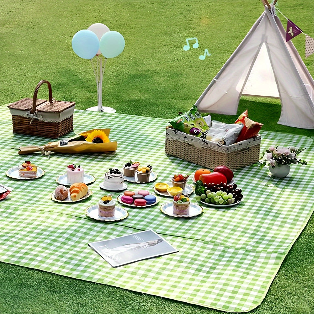 XL outdoor picnic blanket, sandproof, waterproof, checkered design, portable for men and women. Great for BBQ, park, and lawn activities. Size: 198.12cm x 149.86cm (78" x 78").