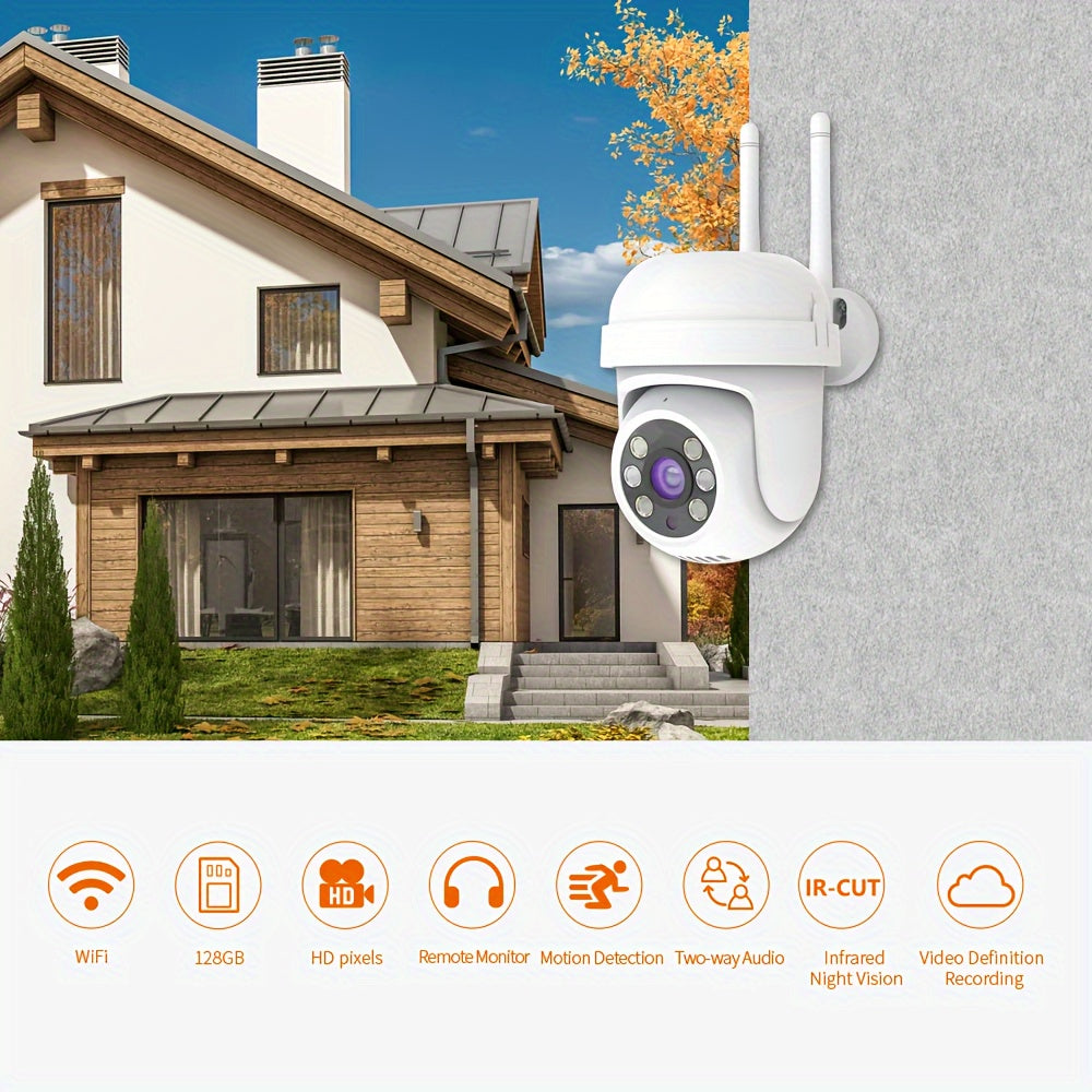 2.4G Wireless Camera with 1080P HD Video Quality for Indoor Use, Featuring IP66 Waterproof Rating, Two-Way Audio, Motion Detection, Automatic Tracking, and Active Alarm Notification Push for Intelligent Home Security Monitoring.