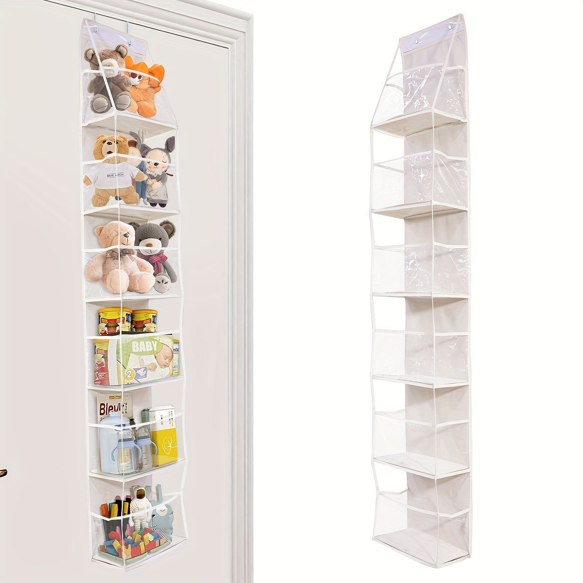 Over-the-Door Hanging Organizer with 6 Shelves, Clear Window, Made of Polyester, Unfinished, Offers Large-Capacity Storage for Teens and Adults