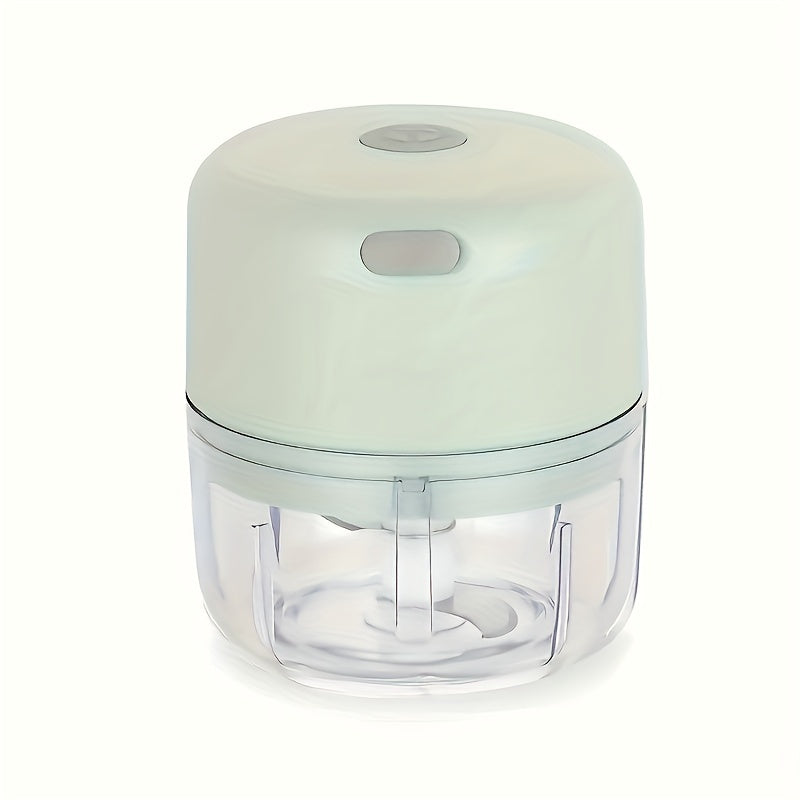 Electric mini garlic chopper that can crush ginger and vegetables, with USB meat grinder and sturdy build, 100/250ml capacity, ideal for kitchen use.